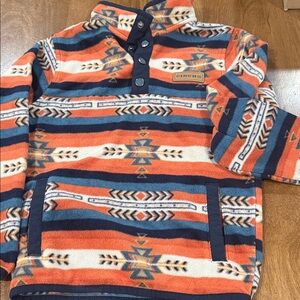 Cinch Southwestern Snap Pullover in Orange, Navy & Cream